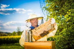 Chris Bardin mit Bienen